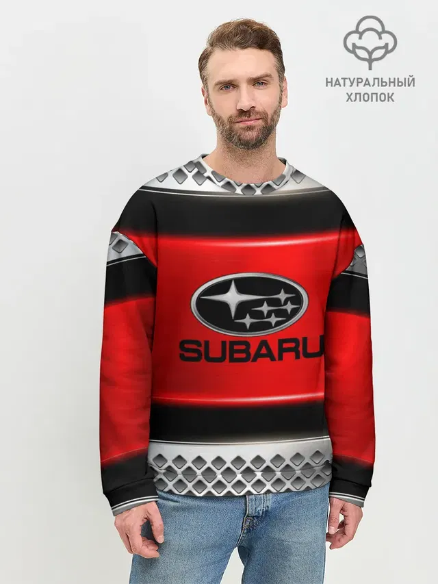 Мужской свитшот базовый с принтом «Subaru logo»