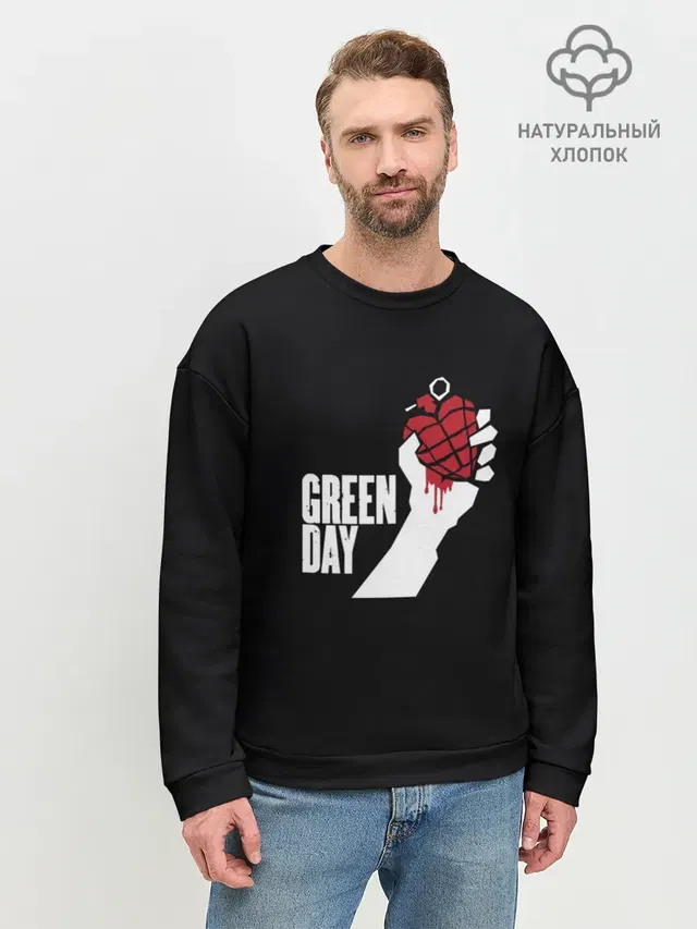 Мужской свитшот базовый с принтом «Green Day»