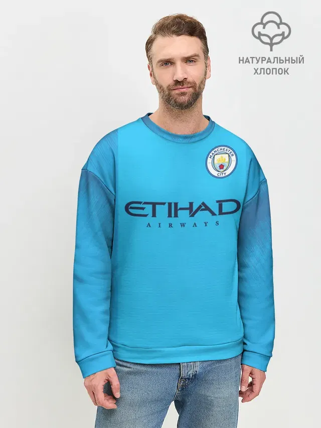 Мужской свитшот базовый с принтом «Манчестер Сити — Man. City 18-19»