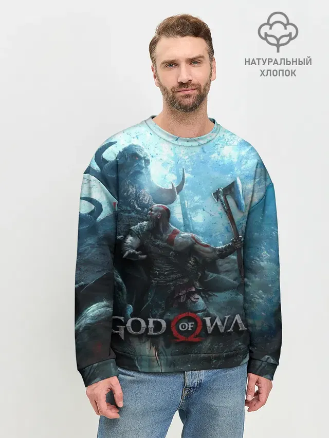 Мужской свитшот базовый с принтом «Kratos»