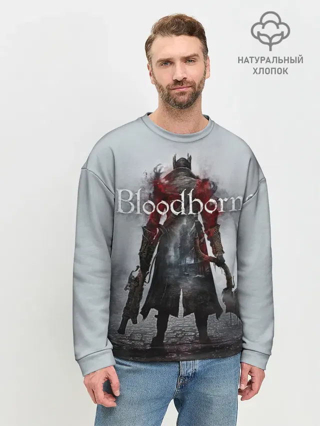 Мужской свитшот базовый с принтом «Bloodborne»