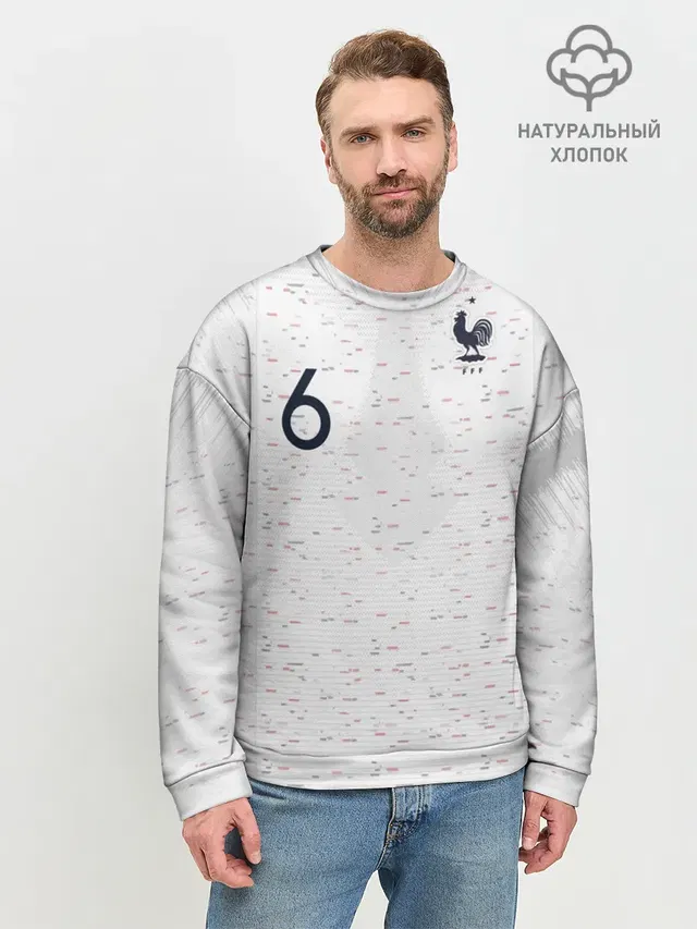 Мужской свитшот базовый с принтом «Сборная Франции — Pogba away 2018 WC»