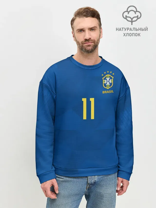 Мужской свитшот базовый с принтом «Coutinho away WC 2018»