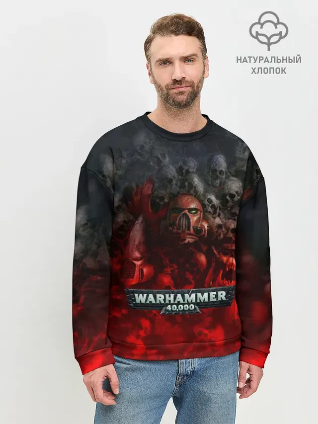 Мужской свитшот базовый с принтом «Ork — Warhammer 40000: Dawn Of War»