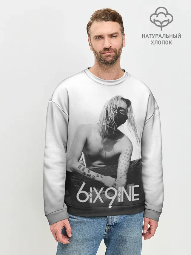 Мужской свитшот базовый с принтом «6IX9INE»