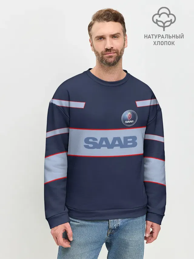 Мужской свитшот базовый с принтом «Saab»