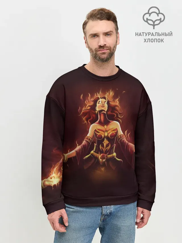 Мужской свитшот базовый с принтом «Dota 2 Lina»