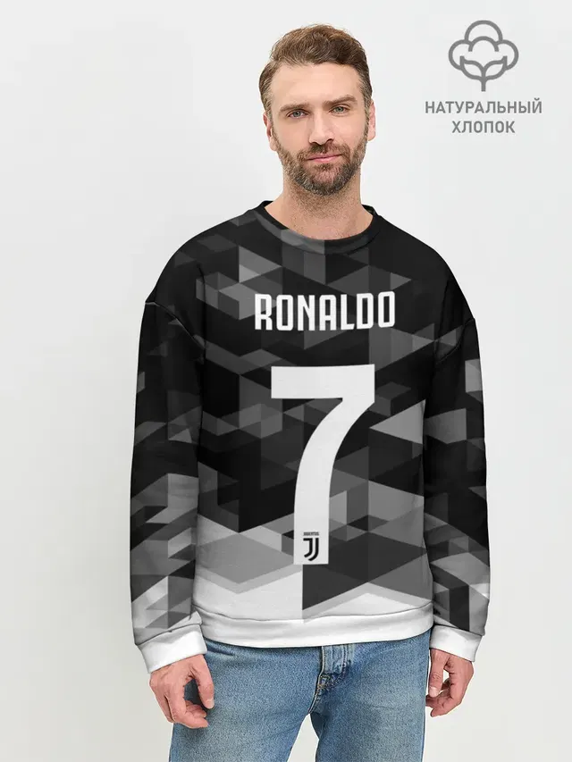 Мужской свитшот базовый с принтом «Ювентус — RONALDO JUVE SPORT»