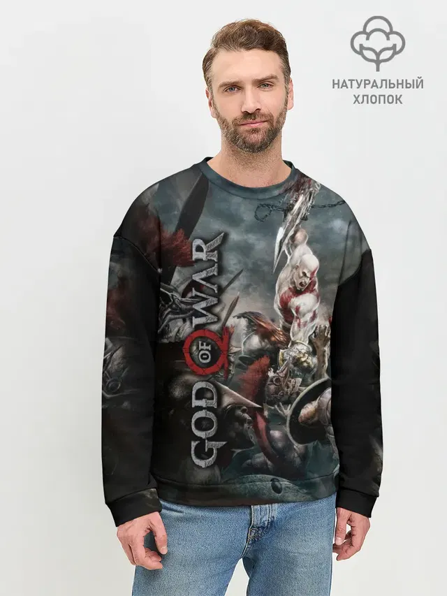 Мужской свитшот базовый с принтом «God of war»