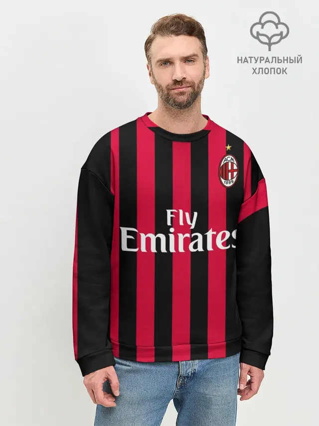 Мужской свитшот базовый с принтом «Милан — Milan home 18-19»