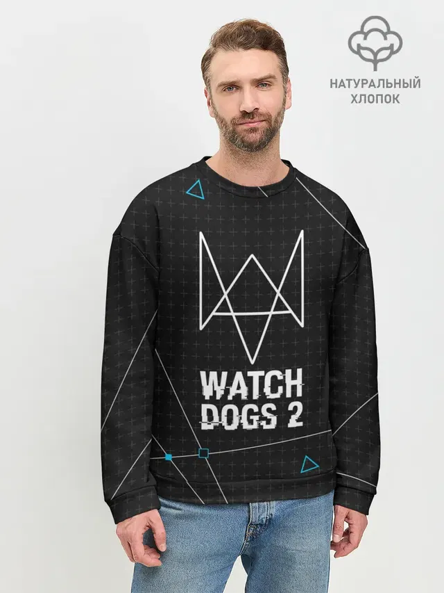 Мужской свитшот базовый с принтом «Watch Dogs 2»