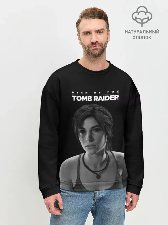 Мужской свитшот базовый с принтом «Tomb Raider — Rise if The Tomb Raider»