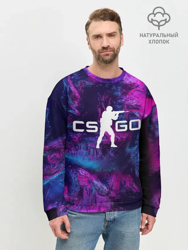 Мужской свитшот базовый с принтом «Counter-Strike — CS GO HYPER BEAST LANDSCAPE»