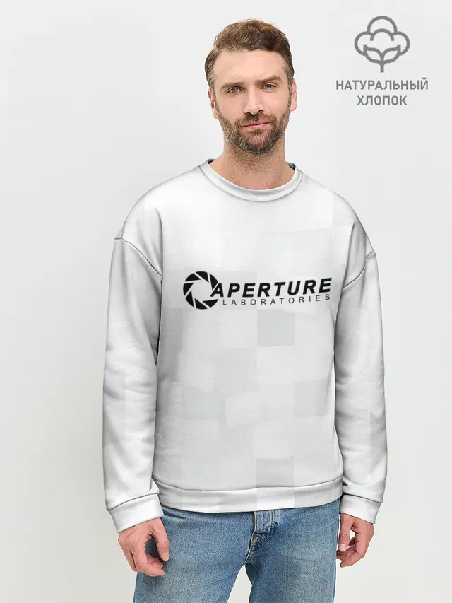 Мужской свитшот базовый с принтом «Portal — Aperture Labs»