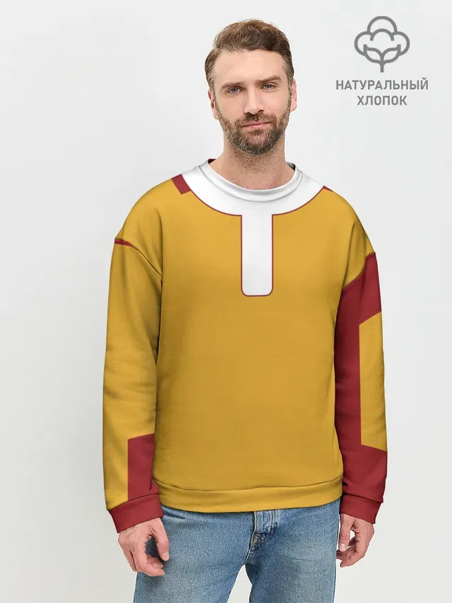 Мужской свитшот базовый с принтом «Ванпанчмен — ONE PUNCH MAN SAITAMA»