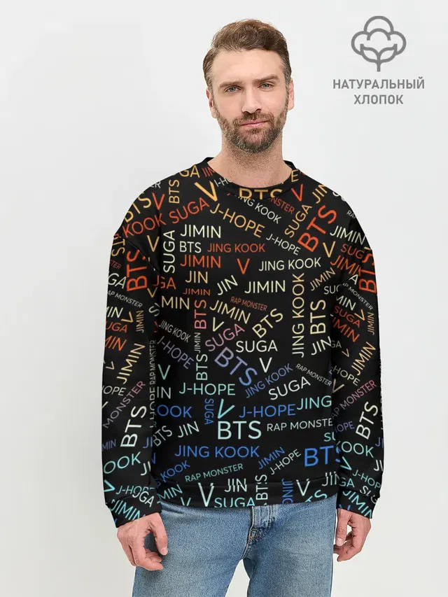 Мужской свитшот базовый с принтом «BTS»