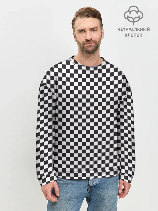 Мужской свитшот базовый с принтом «Checkerboard»