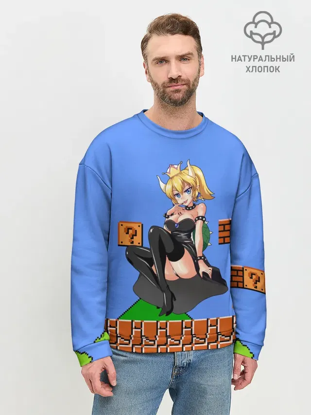 Мужской свитшот базовый с принтом «Bowsette»