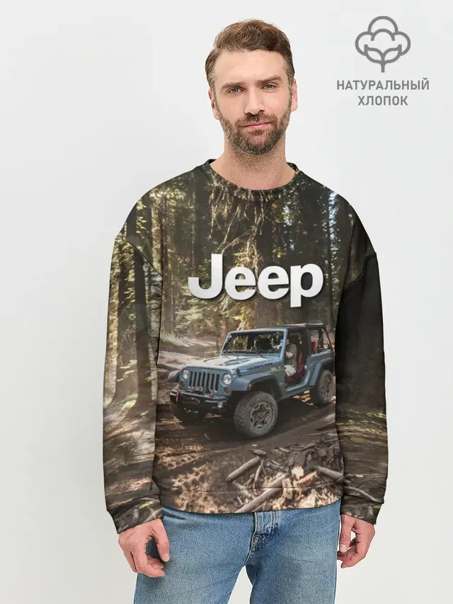 Мужской свитшот базовый с принтом «Chrysler — Jeep»