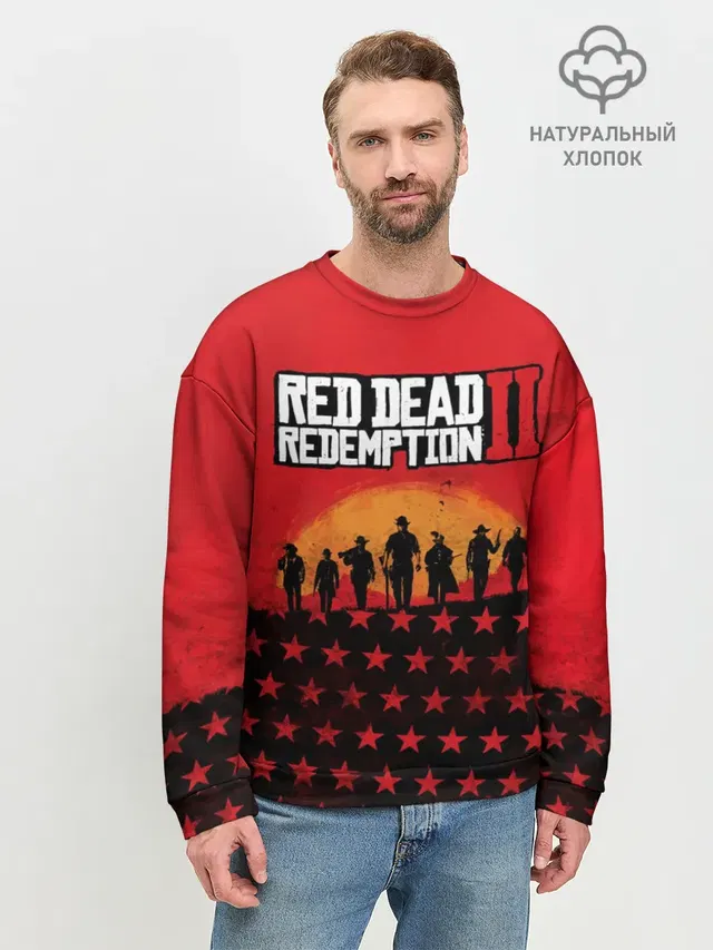 Мужской свитшот базовый с принтом «Western — Red Dead Redemption 2»