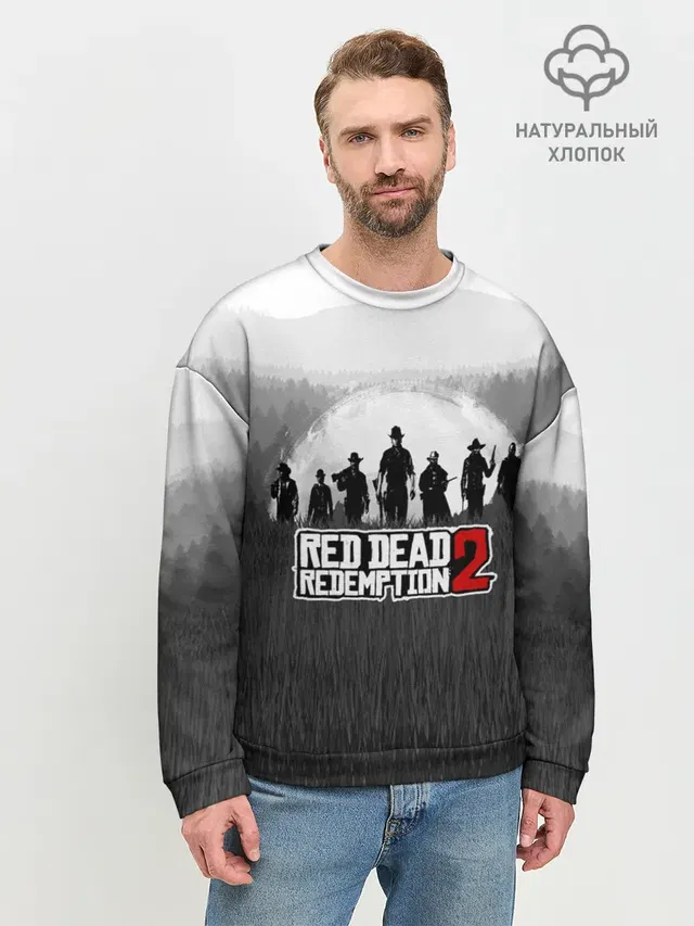 Мужской свитшот базовый с принтом «Landscape — Red Dead Redemption 2»