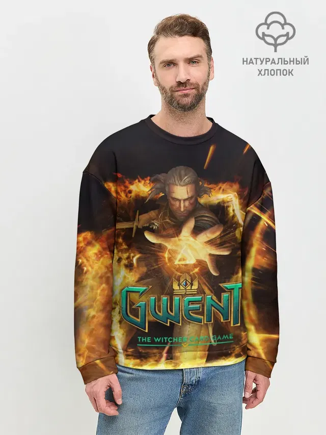 Мужской свитшот базовый с принтом «Gwent — GWENT: The Witcher Card Game»