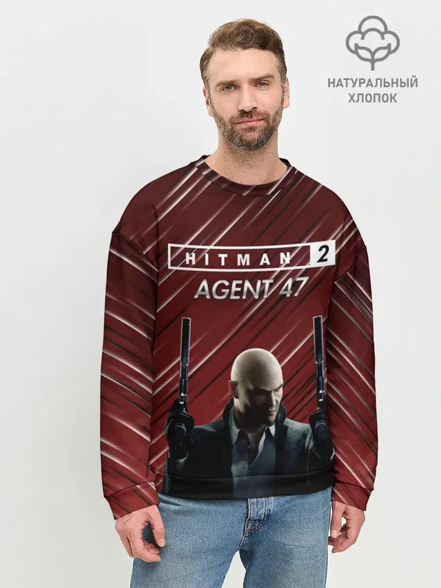 Мужской свитшот базовый с принтом «Hitman 2 #2»