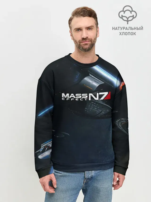 Мужской свитшот базовый с принтом «Mass Effect — MASS EFFECT N7»