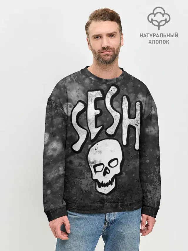 Мужской свитшот базовый с принтом «Bones — SESH Team»