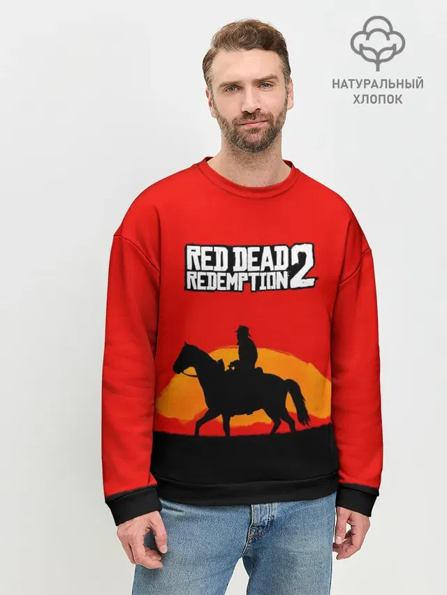 Мужской свитшот базовый с принтом «Cowboy — Red Dead Redemption 2»