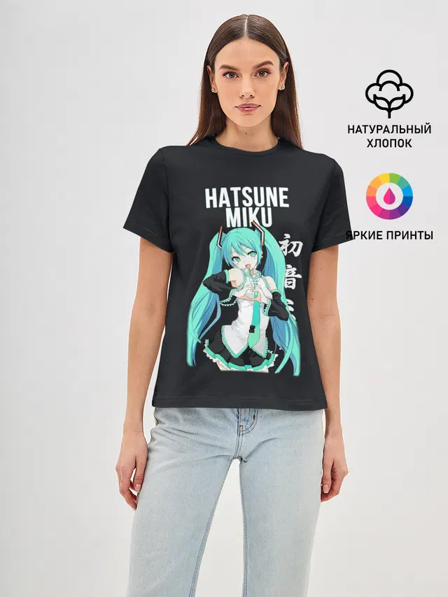 Женская базовая футболка с принтом «Hatsune Miku»