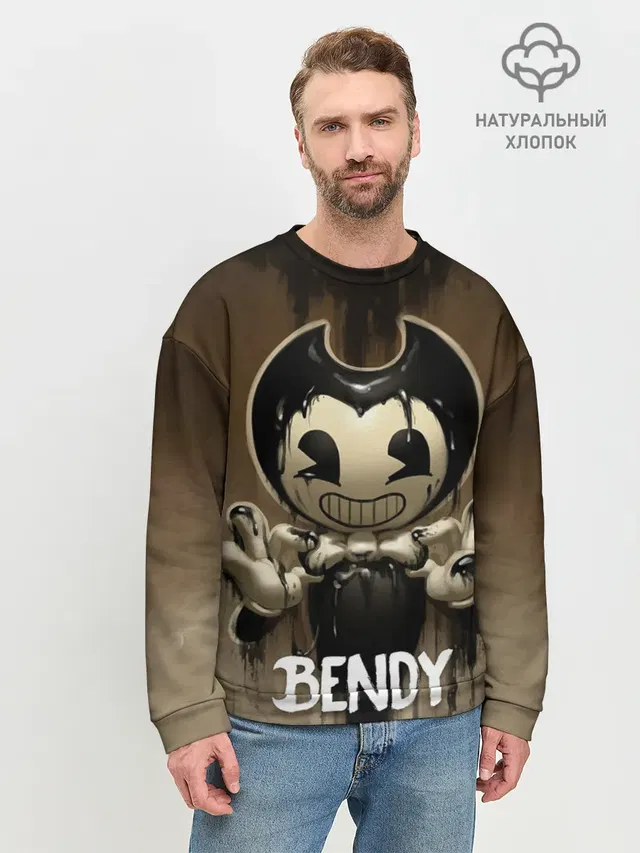 Мужской свитшот базовый с принтом «Bendy and the ink machine — Bendy»