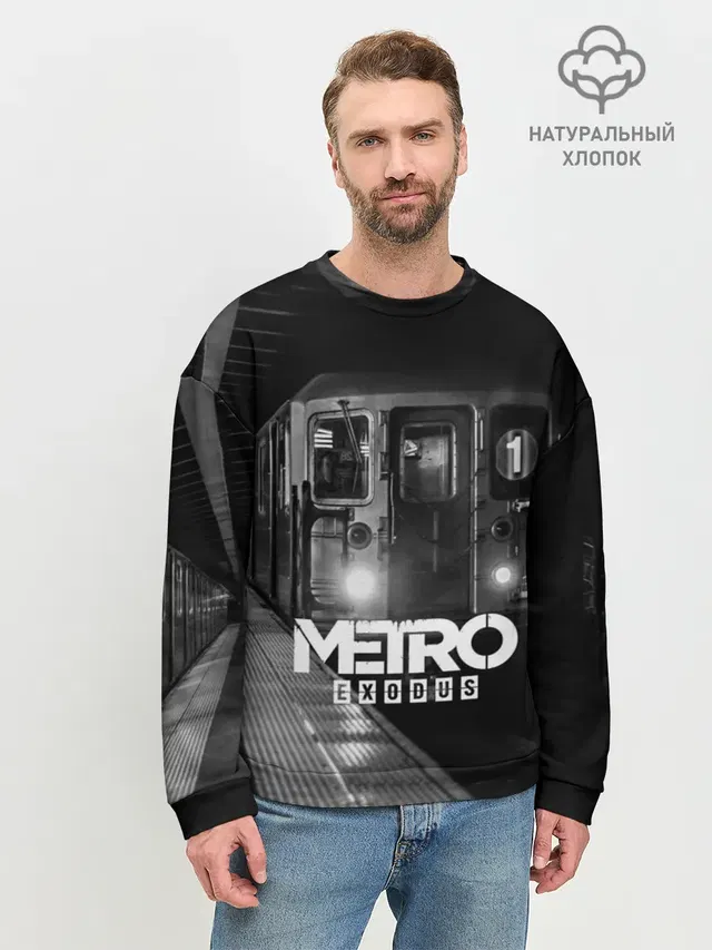 Мужской свитшот базовый с принтом «Metro»
