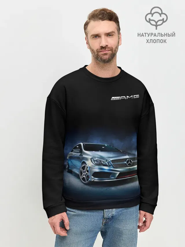 Мужской свитшот базовый с принтом «Merсedes — Mercedes AMG»