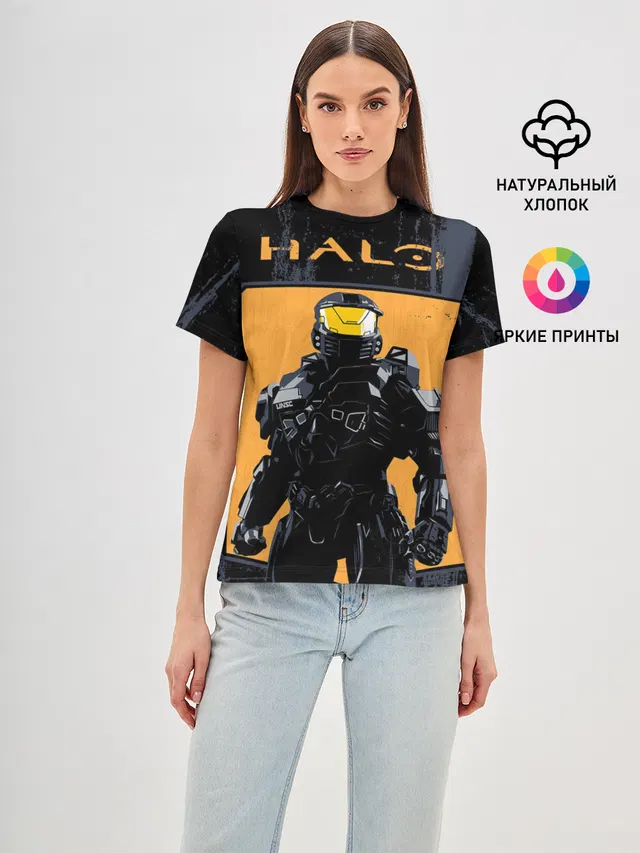 Женская базовая футболка с принтом «Halo Chef»