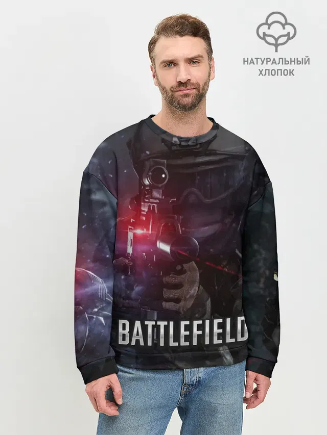 Мужской свитшот базовый с принтом «Battlefield»