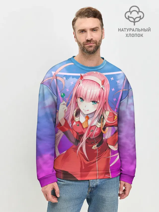Мужской свитшот базовый с принтом «Darling in the FranXX»