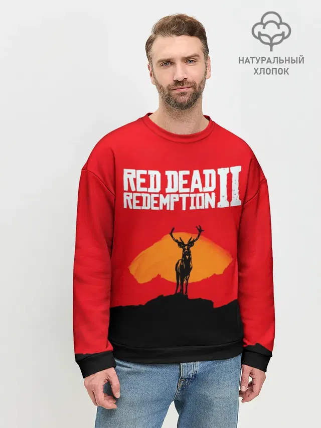 Мужской свитшот базовый с принтом «Red Dead Redemption — RDR2»
