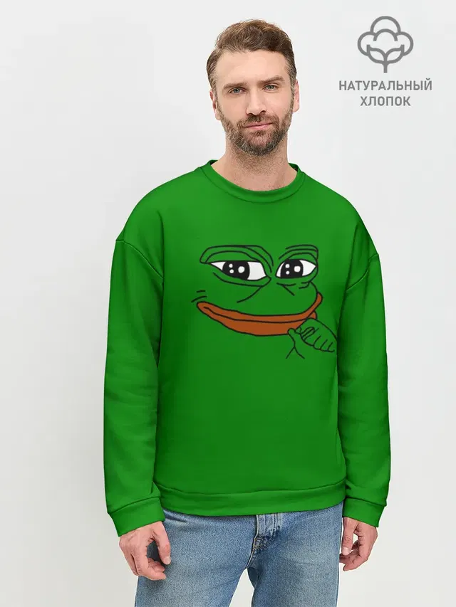 Мужской свитшот базовый с принтом «Pepe»