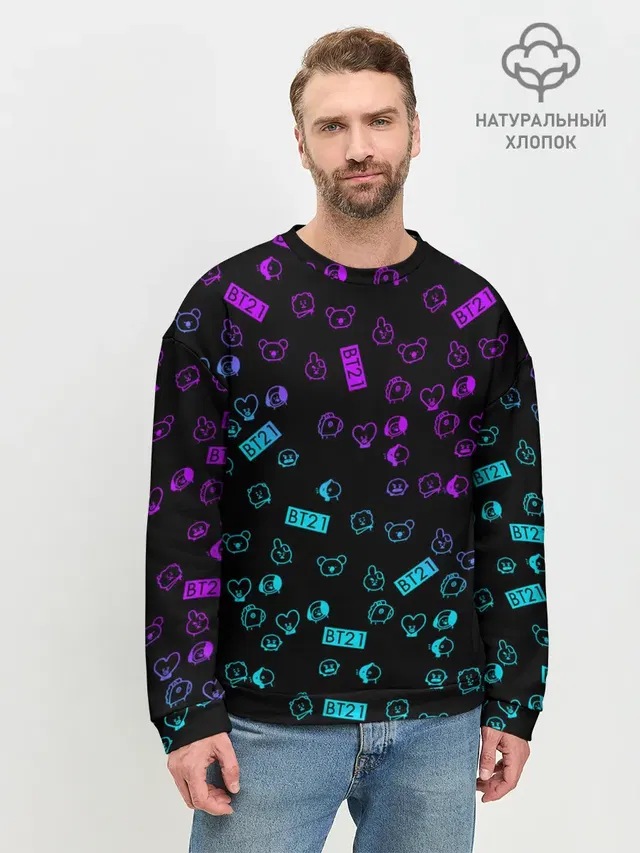 Мужской свитшот базовый с принтом «BTS — BTS BT21»