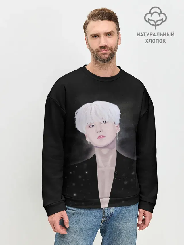Мужской свитшот базовый с принтом «BTS — SUGA»