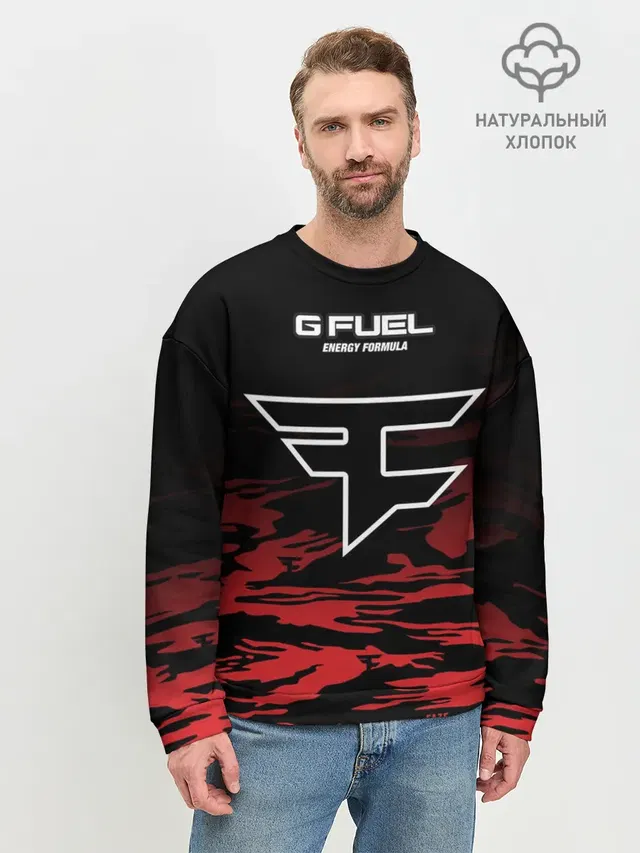 Мужской свитшот базовый с принтом «Counter-Strike — Faze clan - Jersey pro 2019»