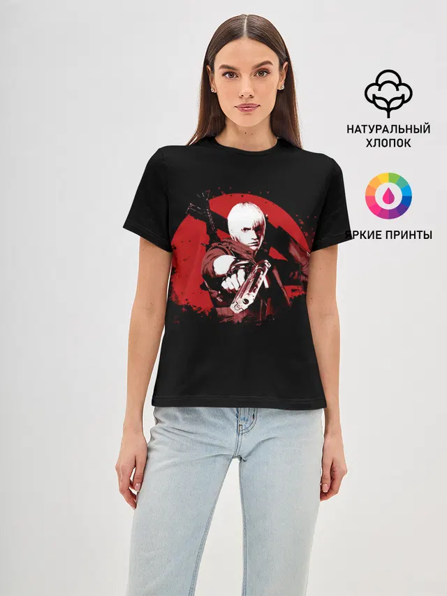 Женская базовая футболка с принтом «Devil May Cry — Кровавый Данте»