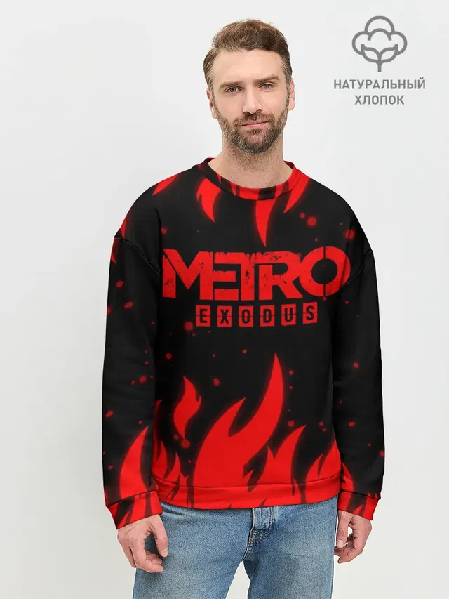 Мужской свитшот базовый с принтом «Flame — METRO»
