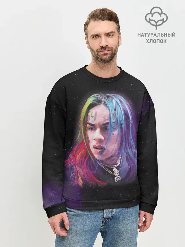 Мужской свитшот базовый с принтом «6IX9INE — Rap»