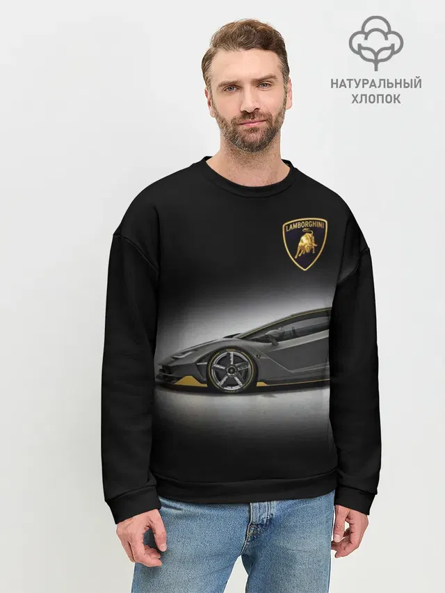 Мужской свитшот базовый с принтом «Lamborghini — Lambo»