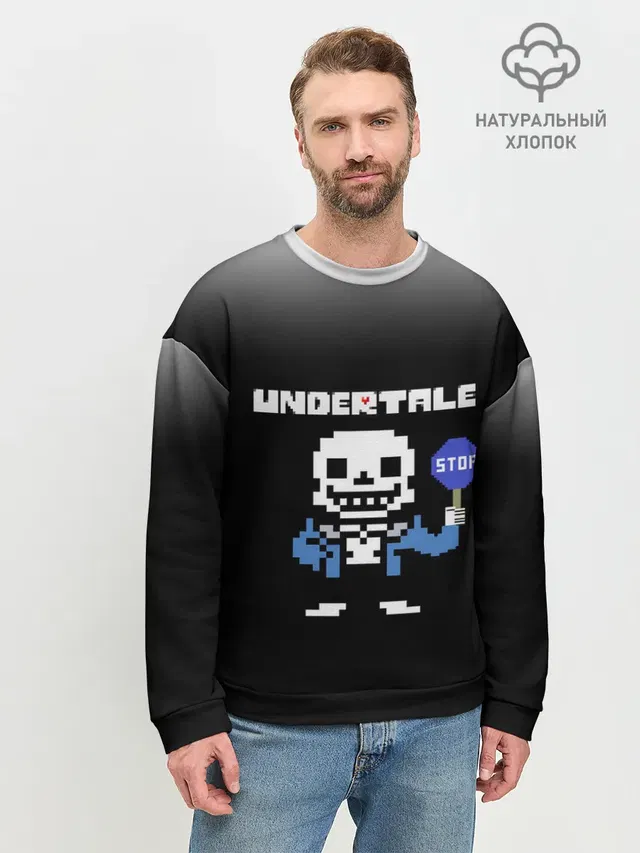 Мужской свитшот базовый с принтом «Undertale STOP.»