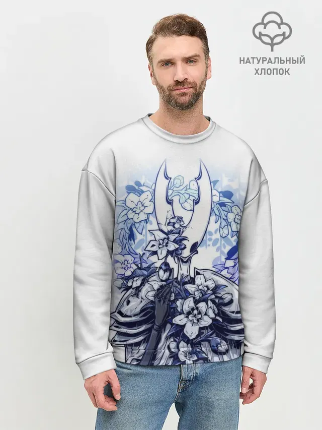 Мужской свитшот базовый с принтом «Hollow Knight game»