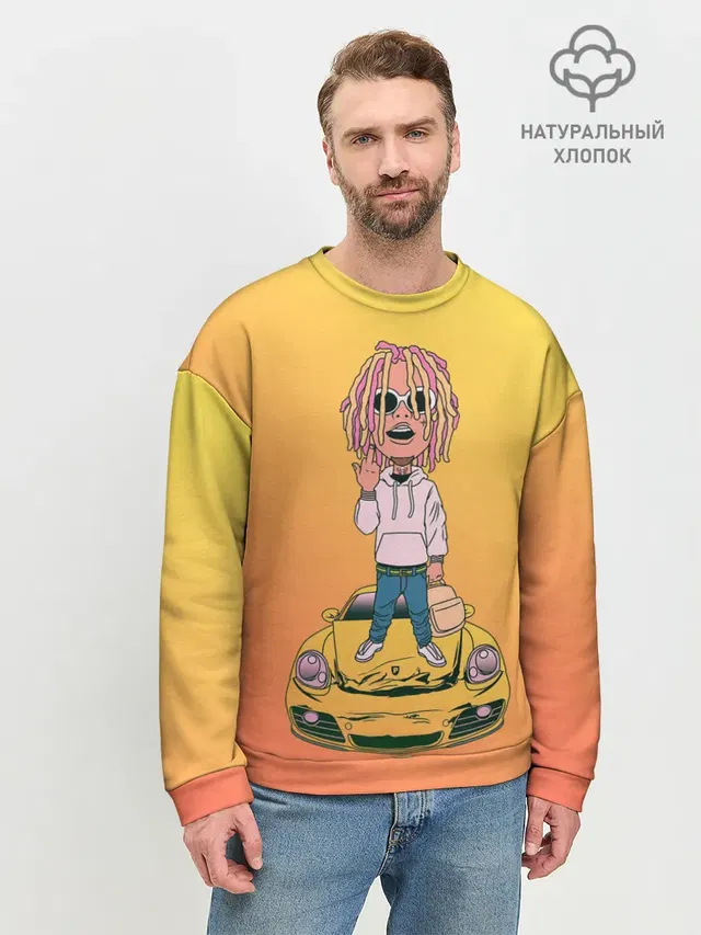 Мужской свитшот базовый с принтом «Lil Pump — Lil Pump - Flex Like Ouu»