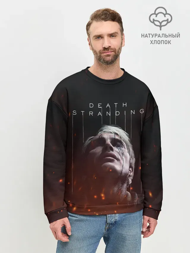 Мужской свитшот базовый с принтом «DEATH STRANDING - Cliff»